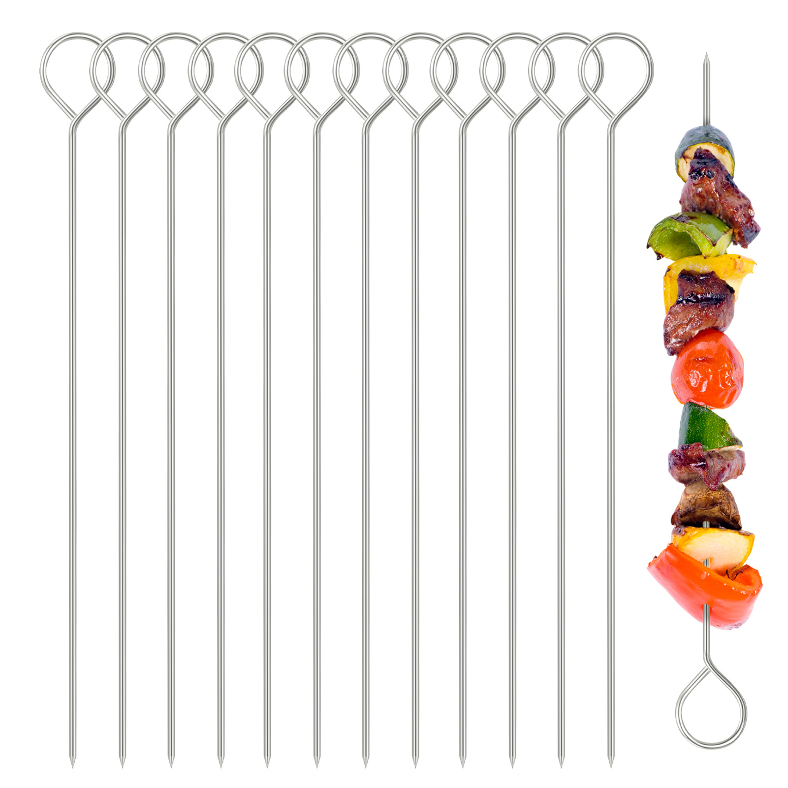 Kitchen Gadgets Under $10 - 10/12pcs Stainless Steel Barbecue Skewer Reusable