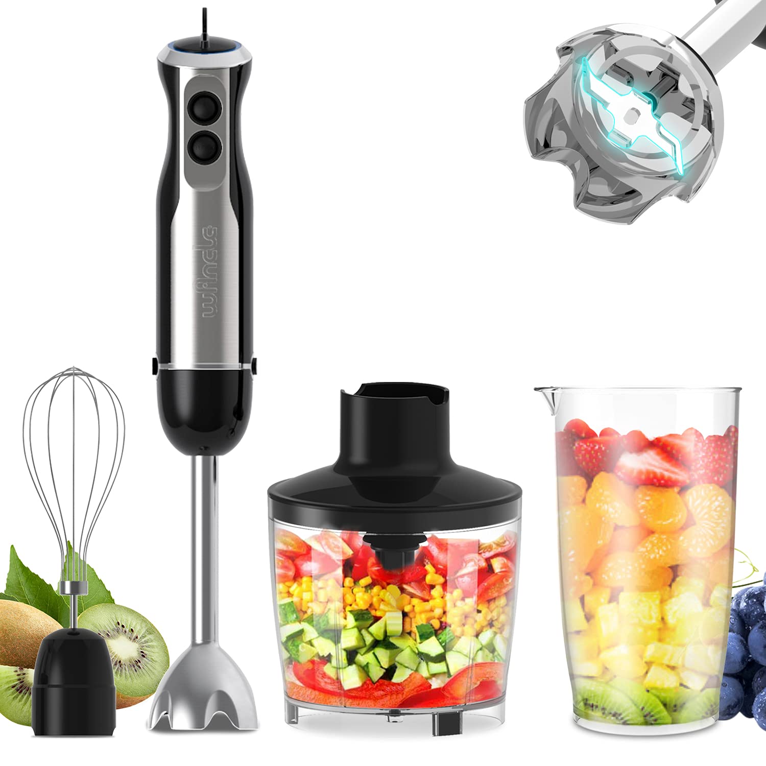Immersion Blender Stick - Wancle 1000W Immersion Hand Blender 4